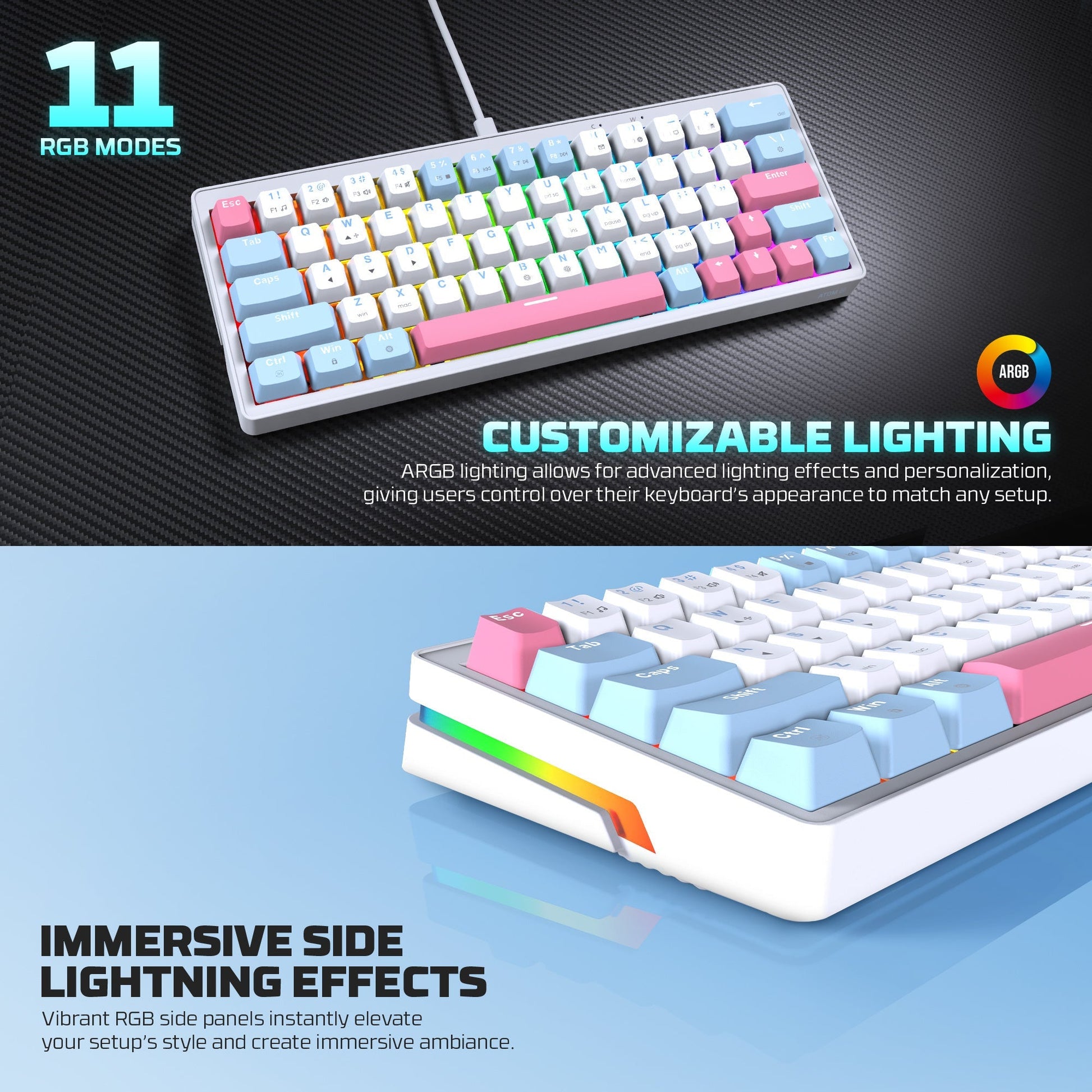 Fantech Mk611 Atom X63 Ame Edition - White - Keyboard