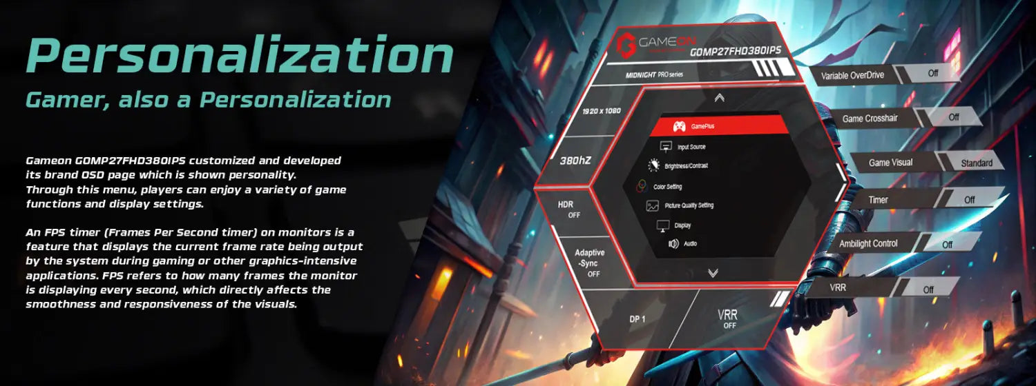Gameon Fhd 380 Ips Midnight Pro Series 27’’ Fhd 380hz 1k
