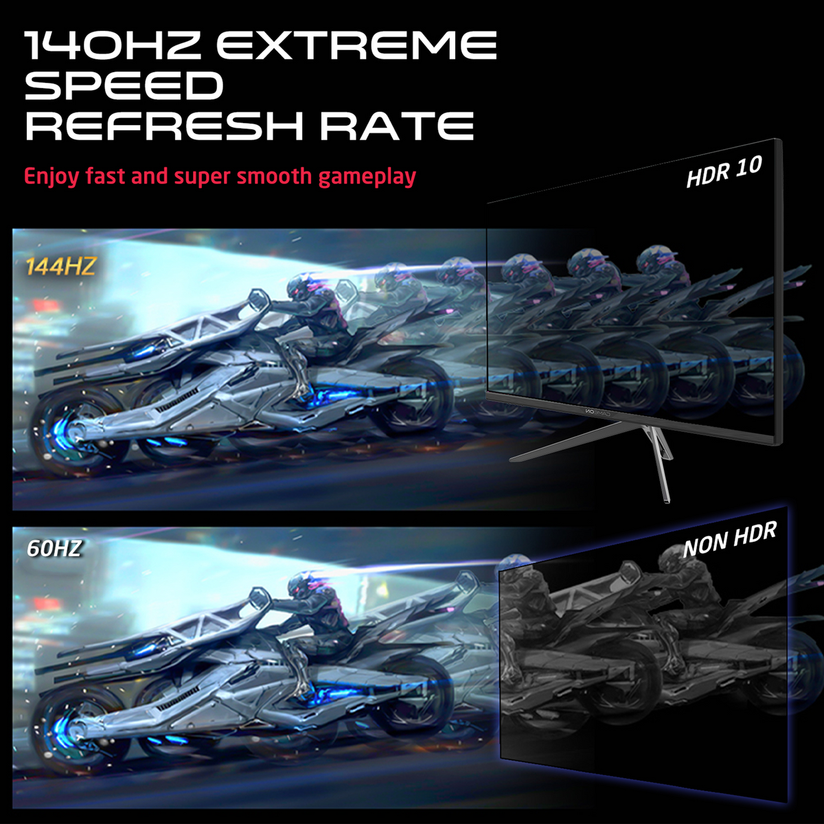 Gameon premium series 32’’ 4k uhd 144hz mprt 0.5ms hdmi 2.1 fast ips gaming monitor (supports ps5) - black - monitors