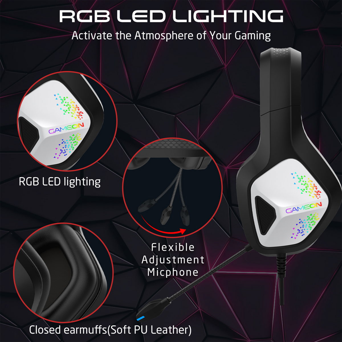 Gameon gok905 infernus rgb gaming headset - black - audio | headset 3.5