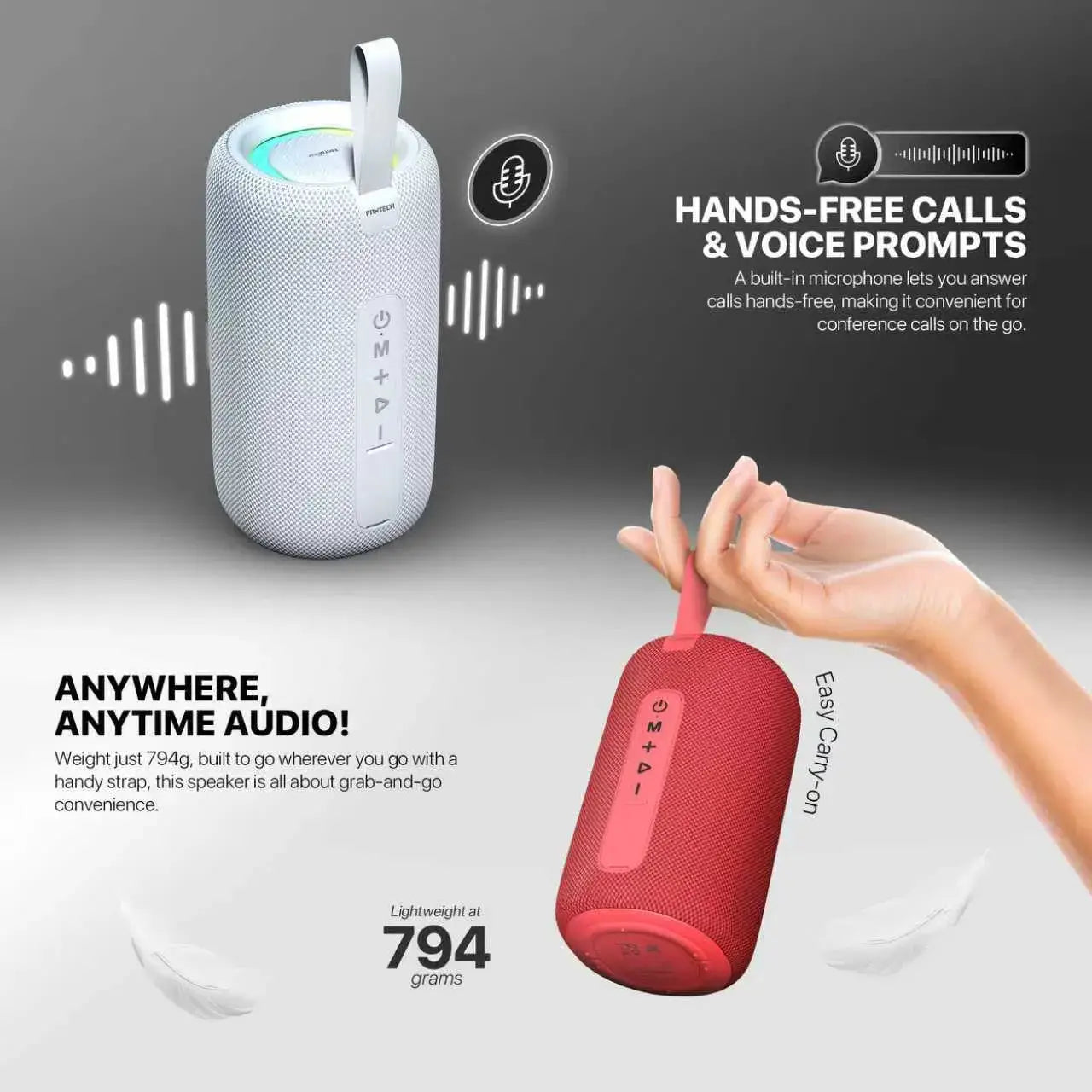 Fantech Bs159 True Wireless Rms Speaker Tws Deep Bass 10w 57mm Driver 4-way White