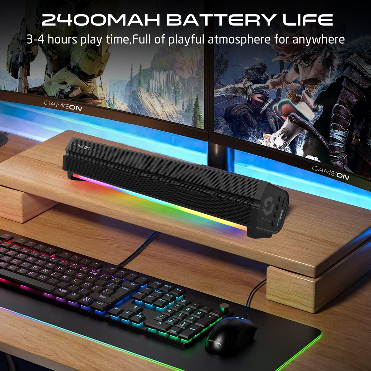 Gameon sonicstorm x wireless rgb gaming soundbar - black - audio | speakers