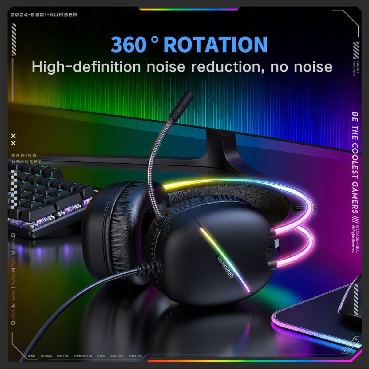 Onikuma x33 dynamic hifi wired gaming headset - audio | headset 7.1