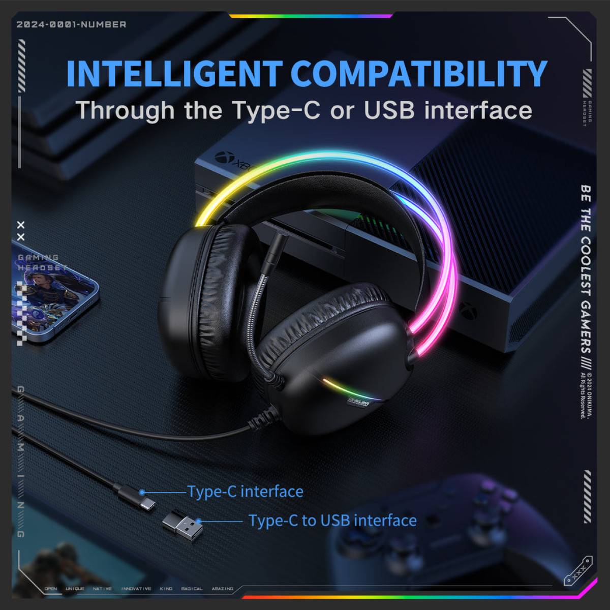 Onikuma x33 dynamic hifi wired gaming headset - audio | headset 7.1
