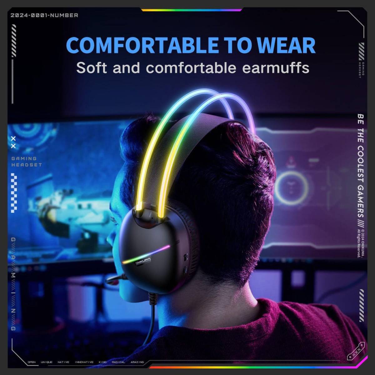 Onikuma x33 dynamic hifi wired gaming headset - audio | headset 7.1