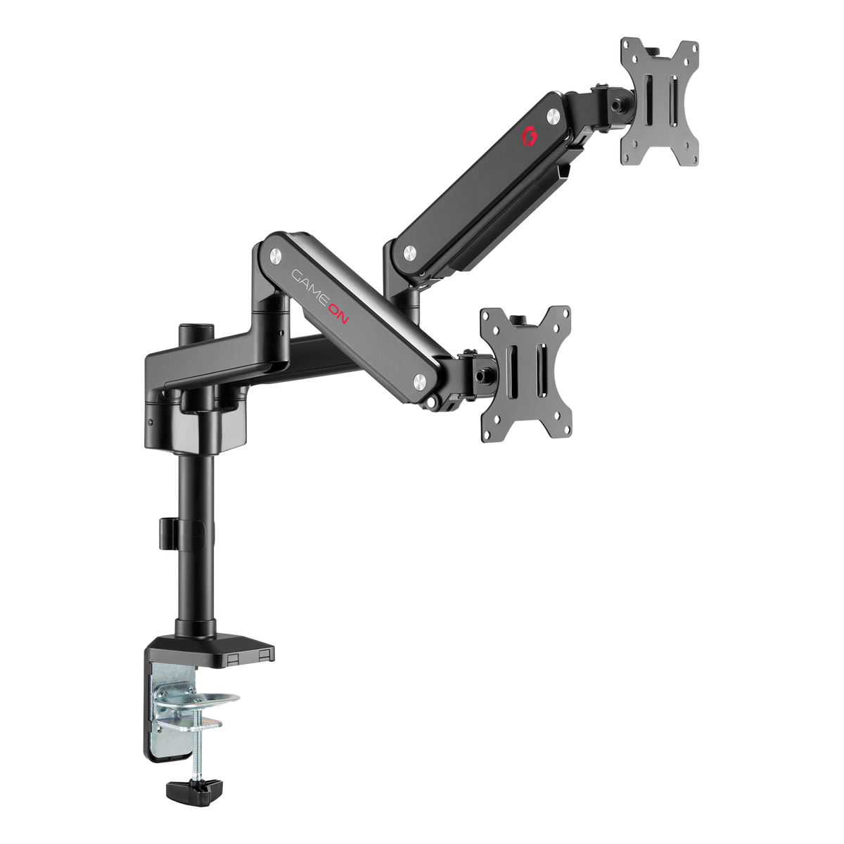 Gameon go-2045 pole-mounted spring-assisted dual monitor arm for gaming and office use 17’’ - 32’’ each arm up to 9 kg