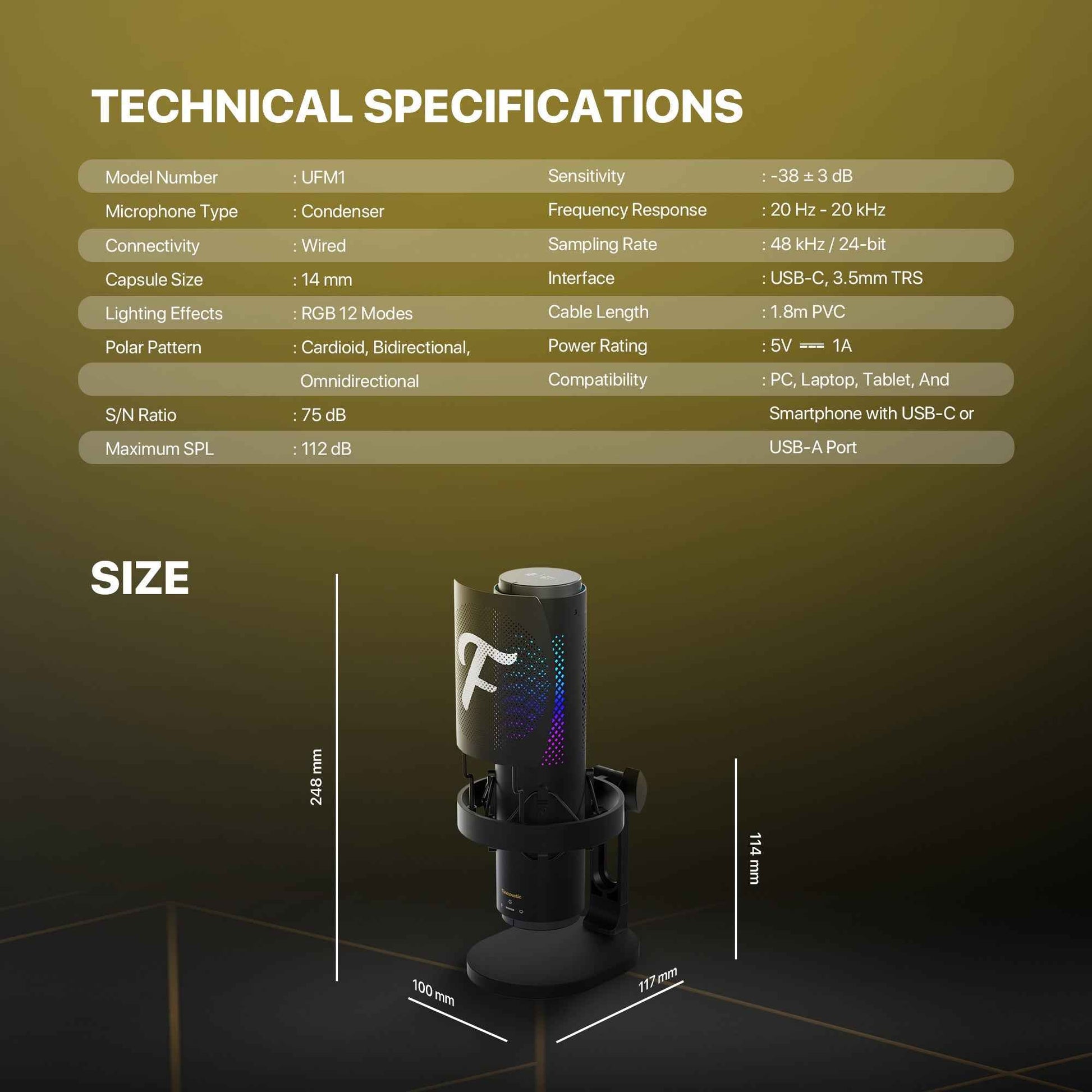 Fantech UFM1 Finecoustic SONARA Condenser Microphone