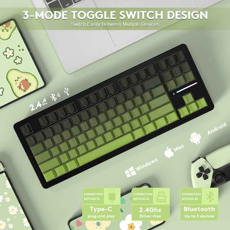 Attack Shark M87Pro Wireless Mechanical Keyboard with Side Printed Pbt Keycaps