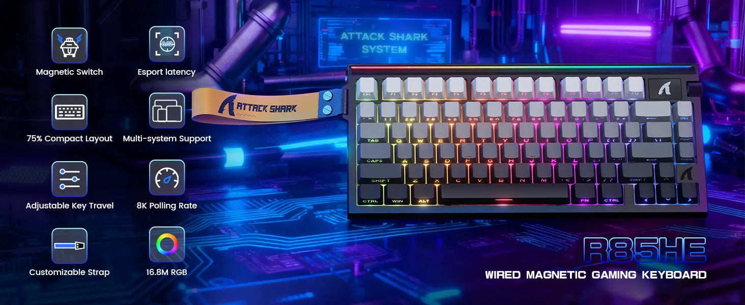 Attack Shark R85 he Rapid Trigger Keyboard Magnetic Switch with Custom Lightbox
