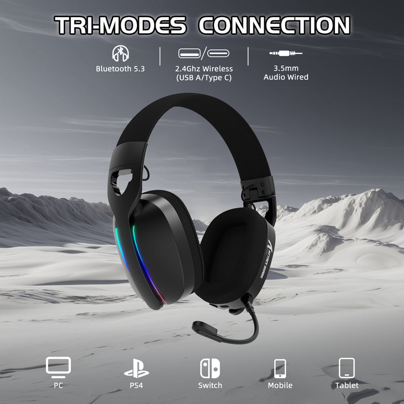 ATTACK SHARK L90 Foldable RGB Ultra-Light Tri-Mode Gaming Headset