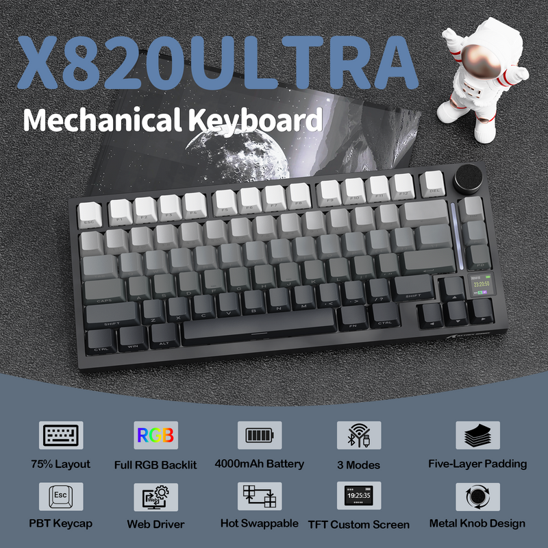 ATTACK SHARK X820Ultra Tri-mode Gasket Mechanical Keyboard