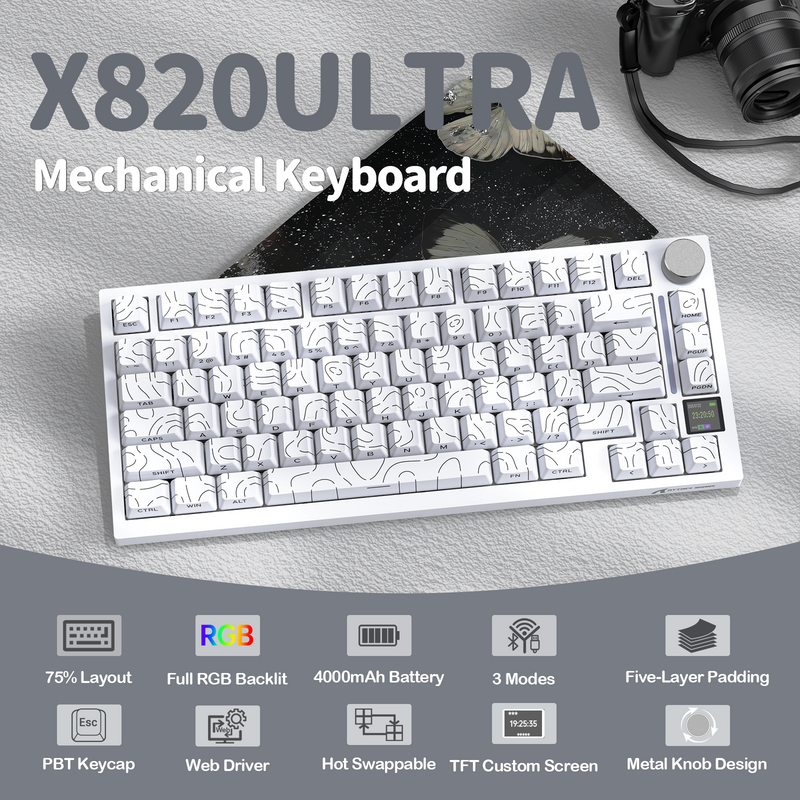 ATTACK SHARK X820Ultra Tri-mode Gasket Mechanical Keyboard