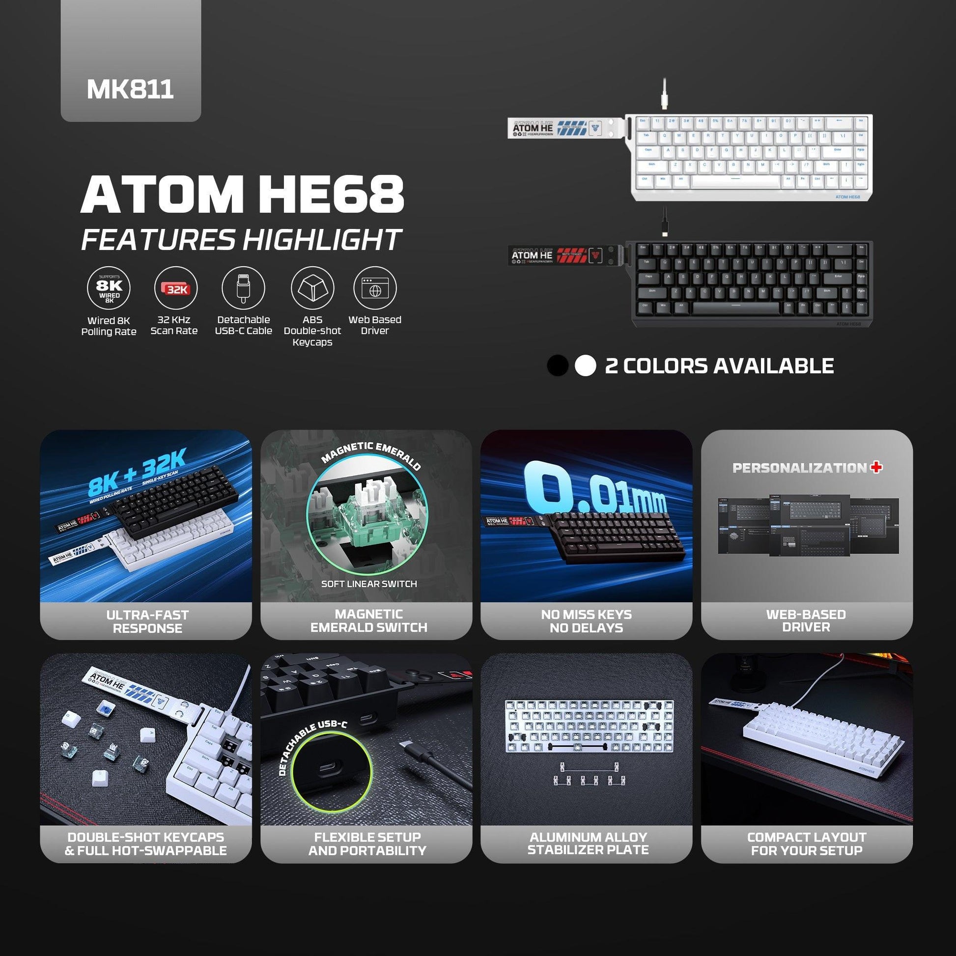 Fantech Magnetic Switch Keyboard ATOM HE68 SERIES MK811.
