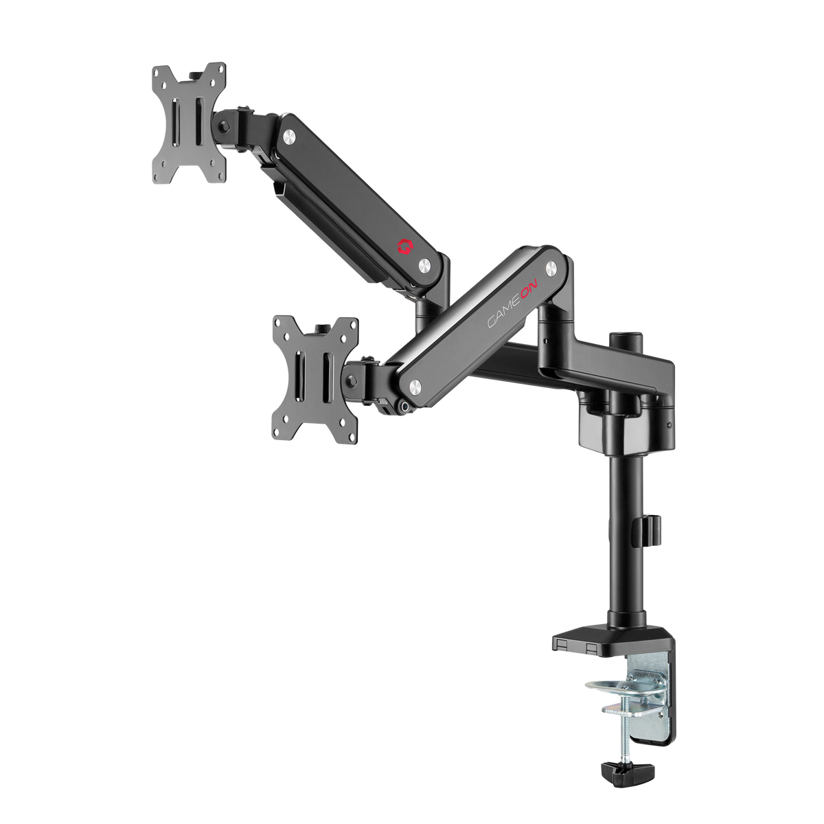 Gameon go-2045 pole-mounted spring-assisted dual monitor arm for gaming and office use 17’’ - 32’’ each arm up to 9 kg