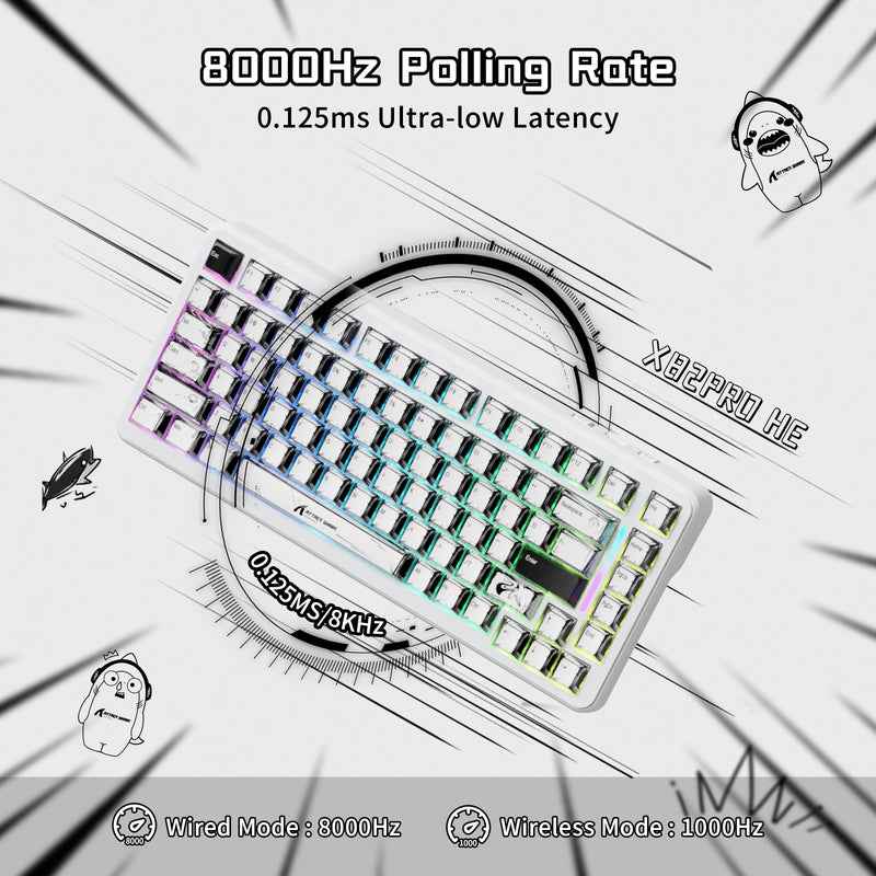 ATTACK SHARK X82PRO HE Wireless Rapid Trigger Gaming Keyboard Magnetic Switch