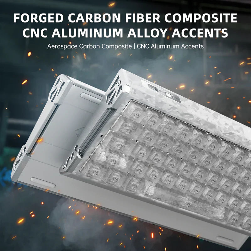 ATTACK SHARK R68HE 60% Wired Rapid Trigger 8K Mechanical RGB Gaming Keyboard with 0.005mm Accuracy,0.08ms Latency,256K Scan,Hall Effect Magnetic Switch,Carbon Fiber+CNC Aluminum Alloy for PC FPS(Ice)