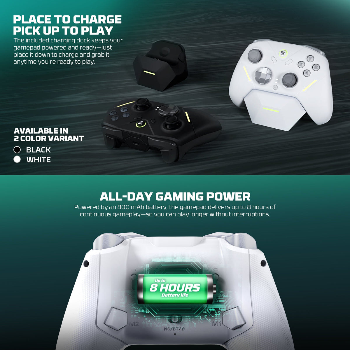 Fantech zenith pro wireless gamepad rgb multi-platform hall-effect game controller with charging dock - console