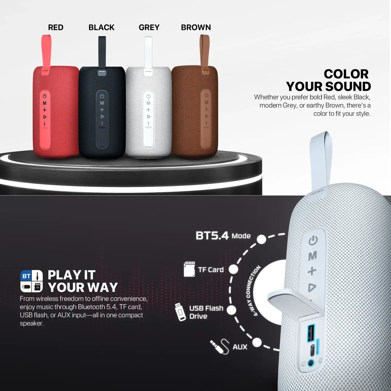 Fantech Bs159 True Wireless Rms Speaker Tws Deep Bass 10w 57mm Driver 4-way White