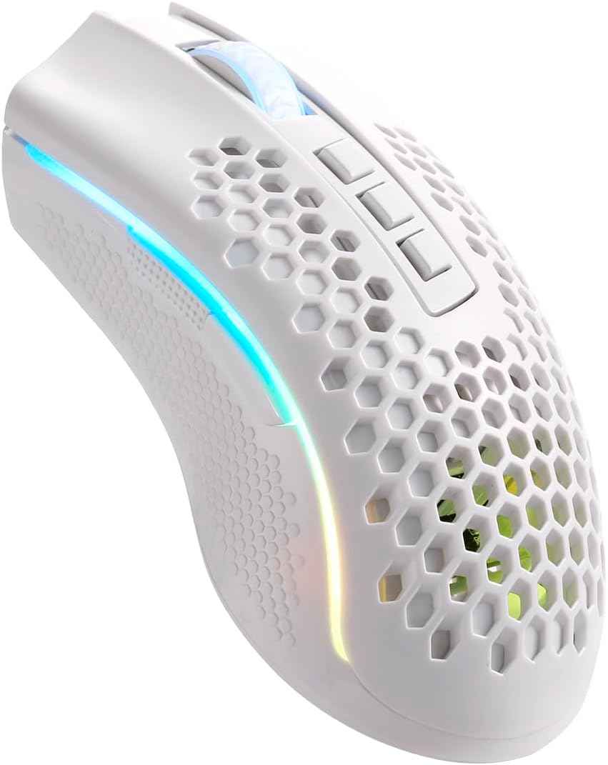 REDRAGON Mouse Gamer Storm Pro M808w-ks White Wireless, Honeycomb Shape, Wireless, 2.4GHz, USB Dongle/USB Wiring, 16000dpi - 8 Programmable Buttons