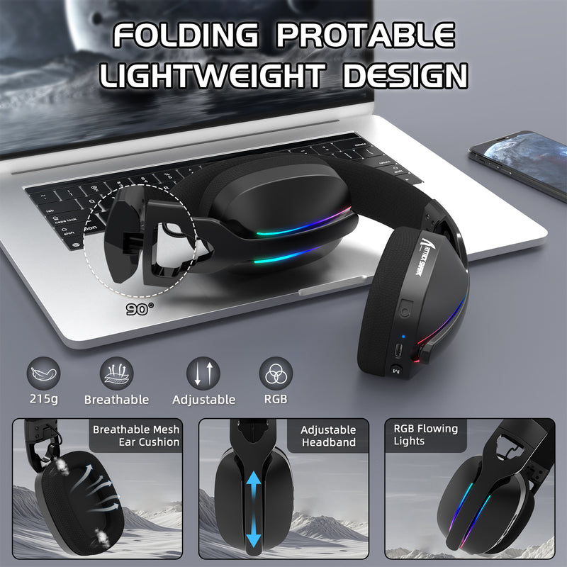 ATTACK SHARK L90 Foldable RGB Ultra-Light Tri-Mode Gaming Headset