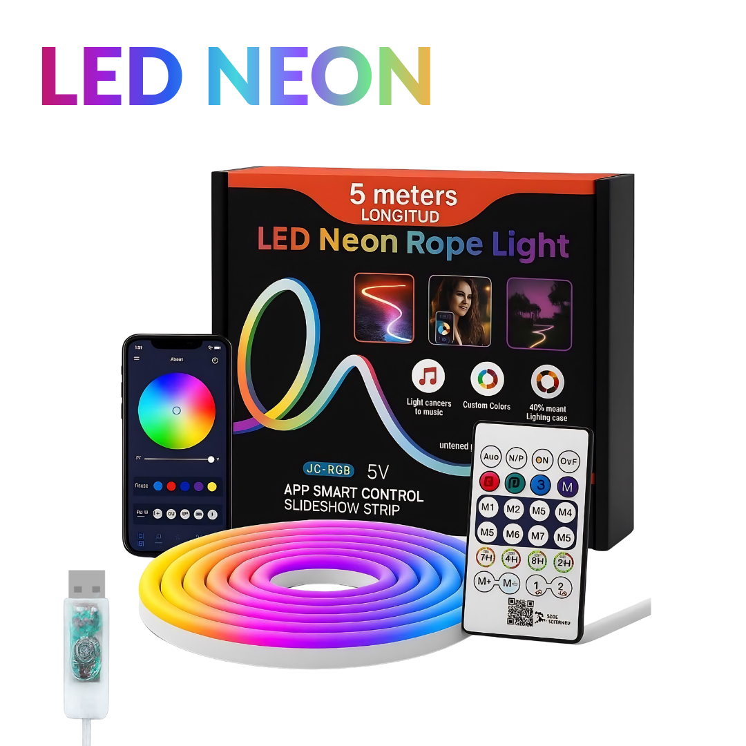 10M RGB-IC Neon LED Strip Light – 60+ dynamic lighting effects, Smart App & Remote Control with Music Sync, USB Powered, Flexible & IP68 Waterproof – ideal for gaming,home Decor,and parties