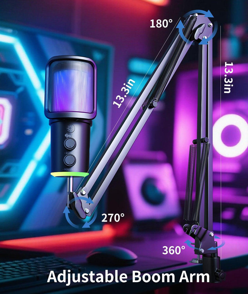 Onikuma m530 rgb condenser usb microphone with multifunctional knob & monitoring - microphones