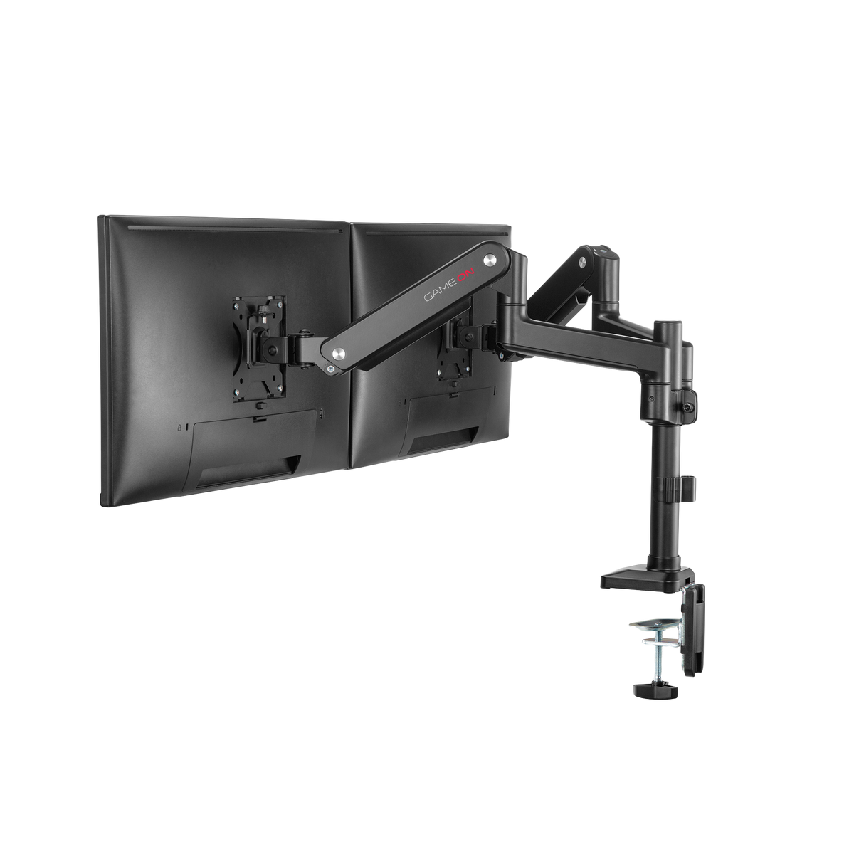 Gameon go-2045 pole-mounted spring-assisted dual monitor arm for gaming and office use 17’’ - 32’’ each arm up to 9 kg