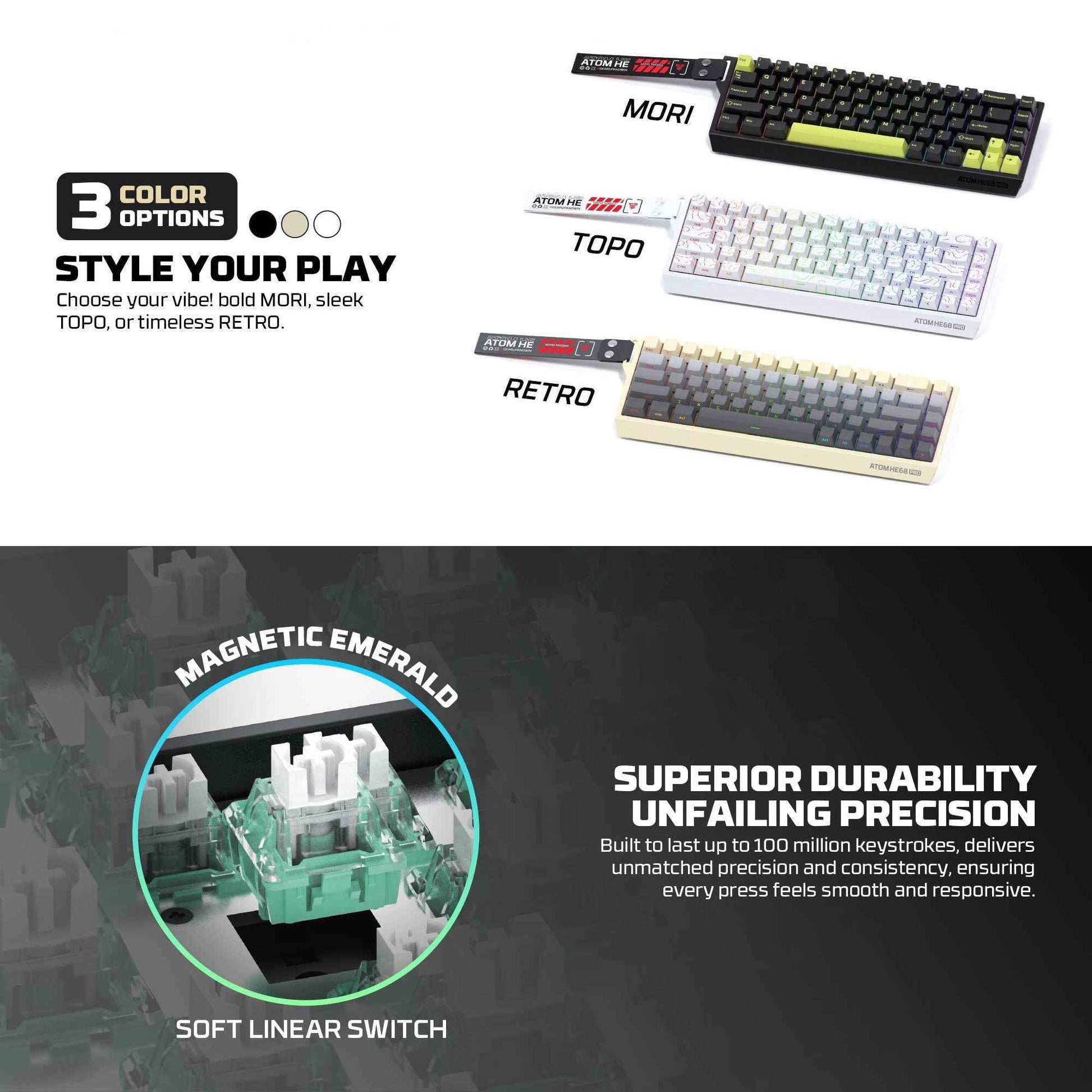 Fantech Keyboard ATOM HE68 MK922 MAGNETIC SWITCH – WHITE