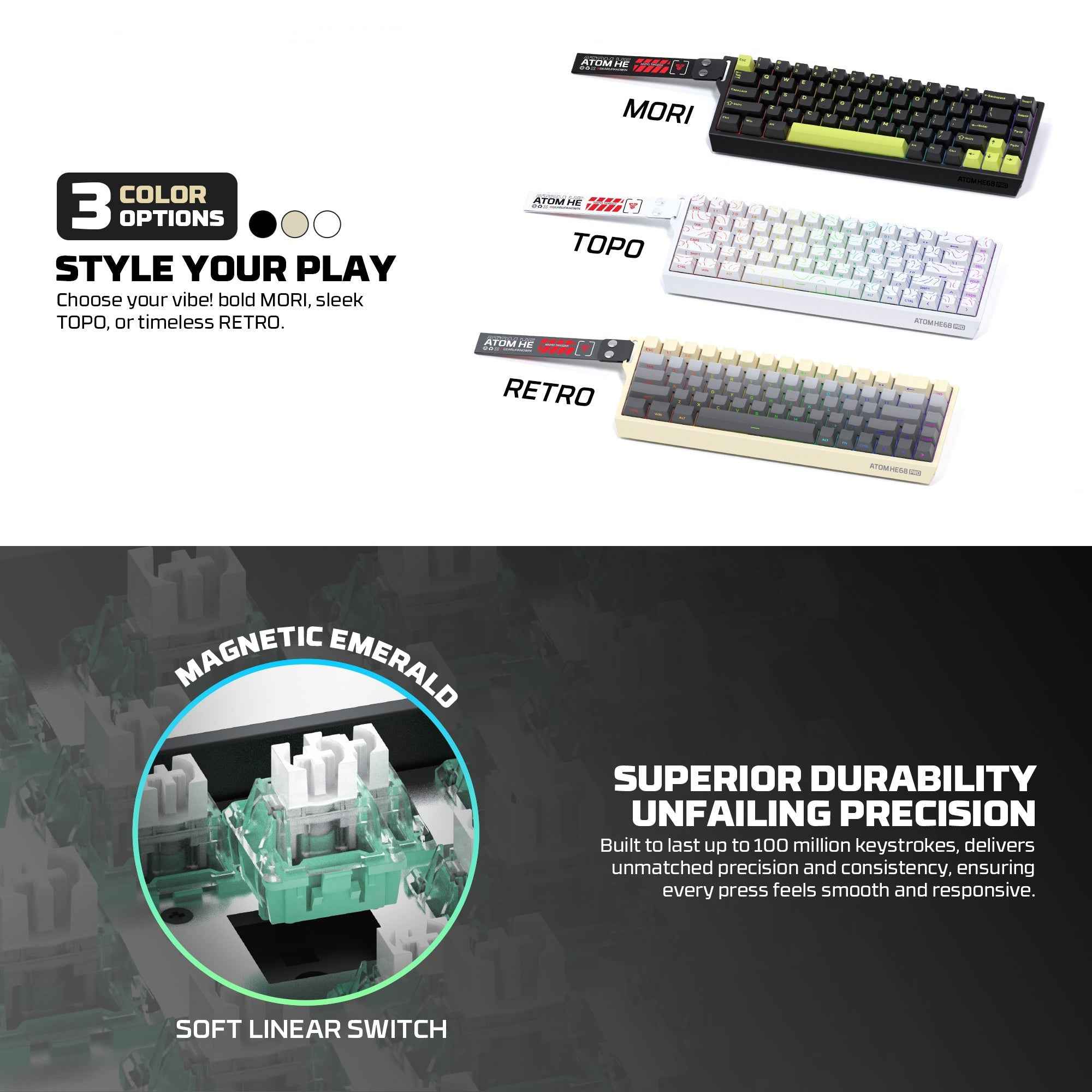 Fantech Keyboard ATOM HE68 MK922 MAGNETIC SWITCH – WHITE