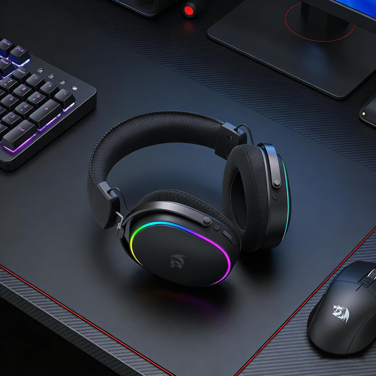Redragon h831 gaming headset rgb 2.4ghz/bt/wired black - audio | wireless headset
