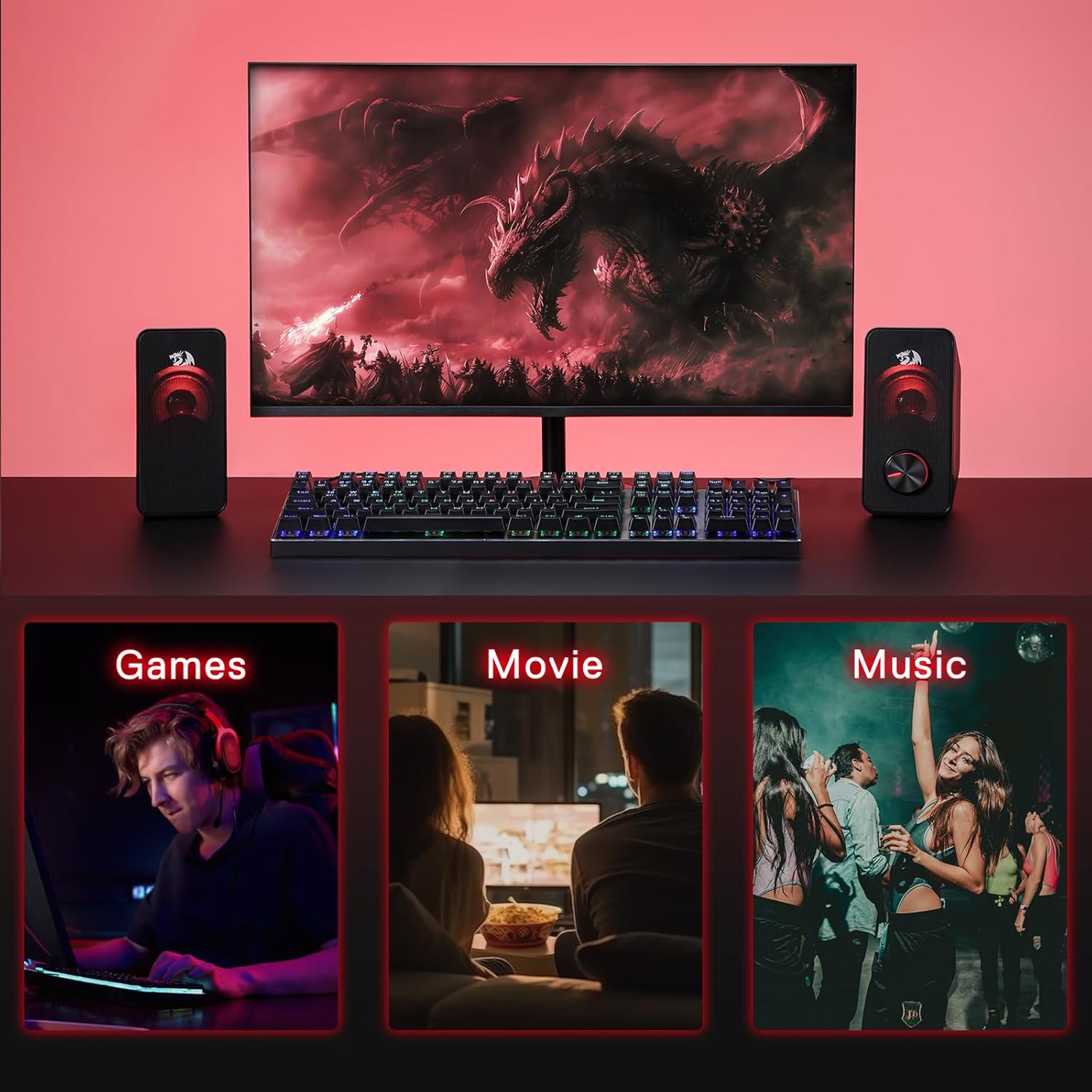 Redragon GS500 Stentor PC Gaming Speaker, 2.0 Channel Stereo