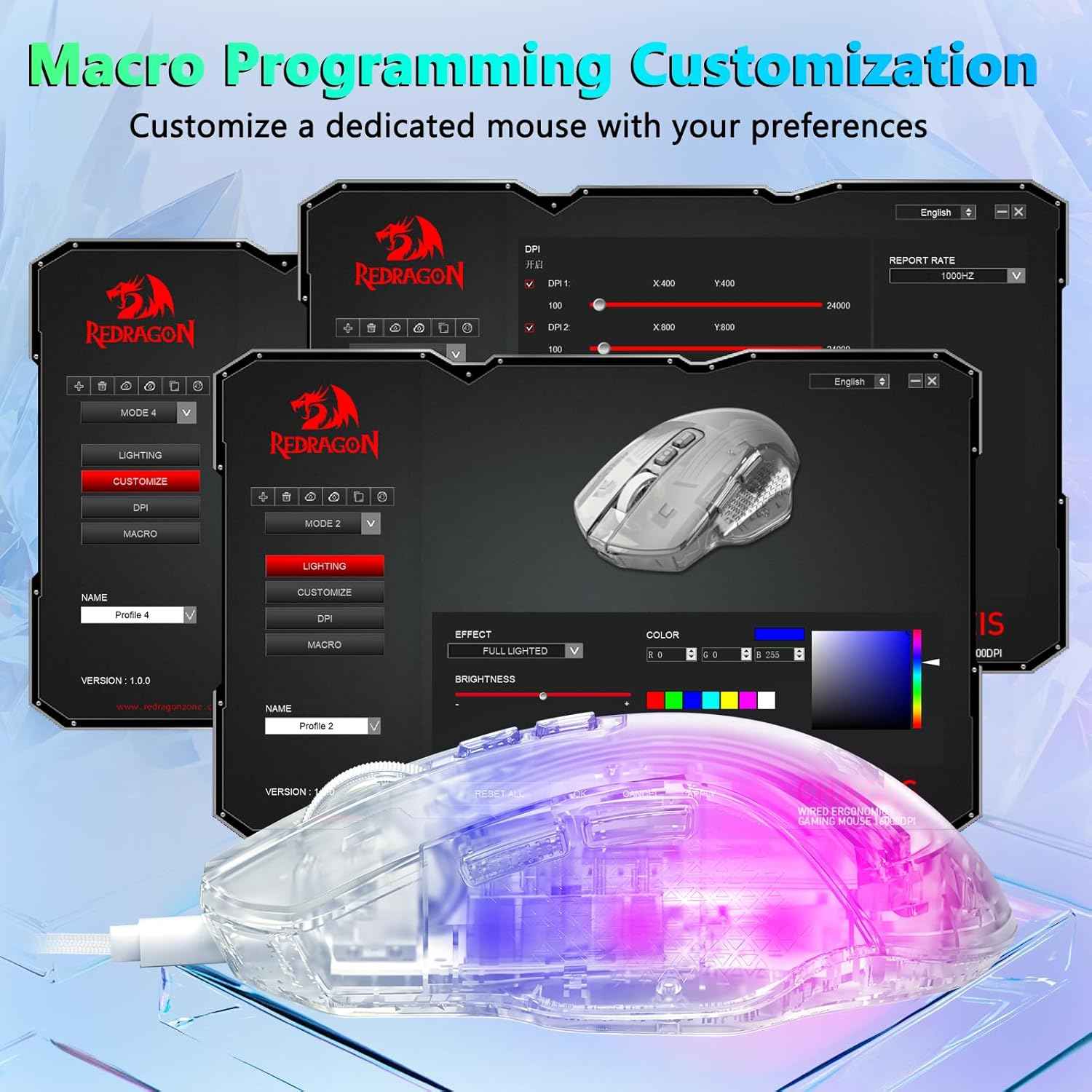 Redragon Wired Gaming Mouse, 24,000 DPI, 7 Programmable Button, 2 Side Buttons