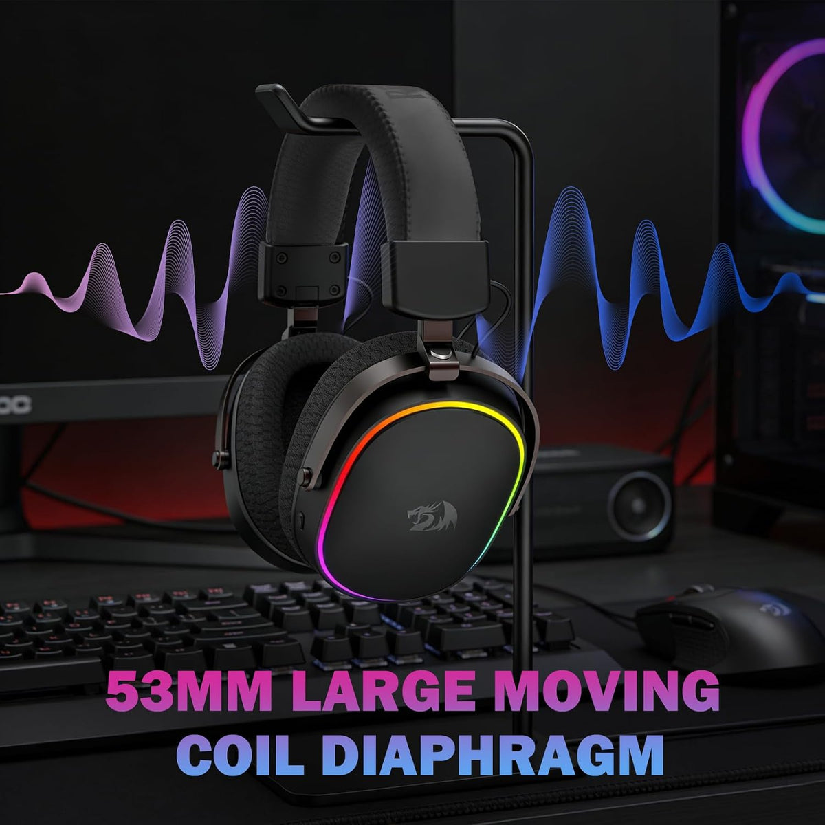 Redragon h831 gaming headset rgb 2.4ghz/bt/wired black - audio | wireless headset