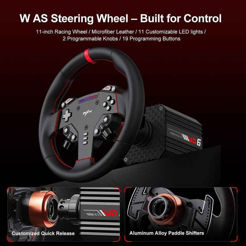 PXN VD6 Bundle: PC Steering Wheel and Pedals