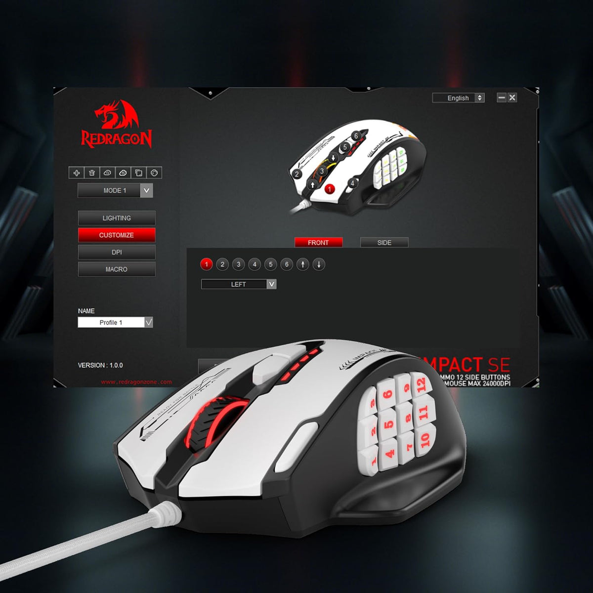 Redragon m908 wired rgb mmo gaming mouse 24000 dpi remapping keys | stable lag-free connection redefine keybinding