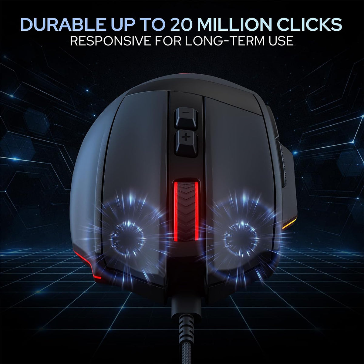 Redragon m923 wired rgb optical gaming mouse 24k dpi remapping keys | stable lag-free connection smooth precise