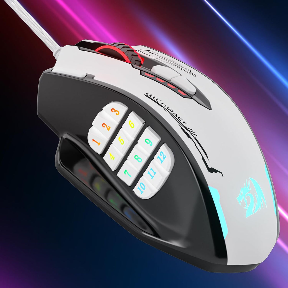 Redragon m908 wired rgb mmo gaming mouse 24000 dpi remapping keys | stable lag-free connection redefine keybinding
