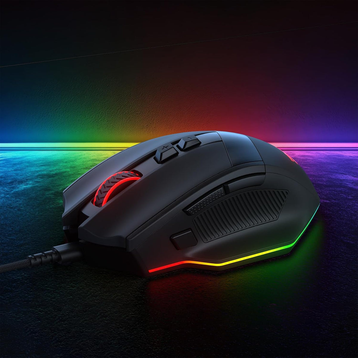 Redragon m923 wired rgb optical gaming mouse 24k dpi remapping keys | stable lag-free connection smooth precise