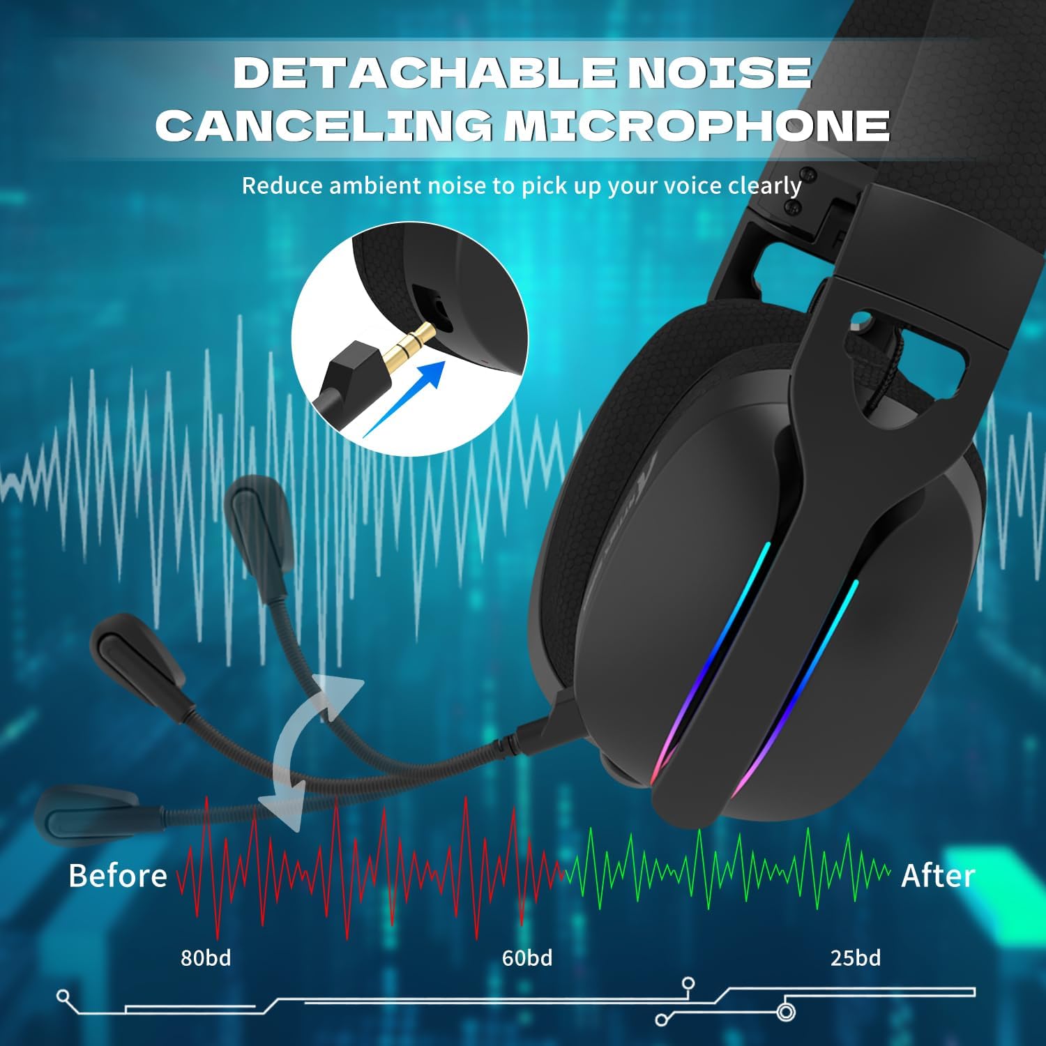 ATTACK SHARK L90 Ultra-Light Wireless Headset,RGB,Foldable,Triple- Mode-2.4Ghz/Bluetooth/Wired Gaming Headphone with mic,40mm Driver,7.1 Surround Sound,for Xbox/PS4/PS5/PC Customize via Software-Black