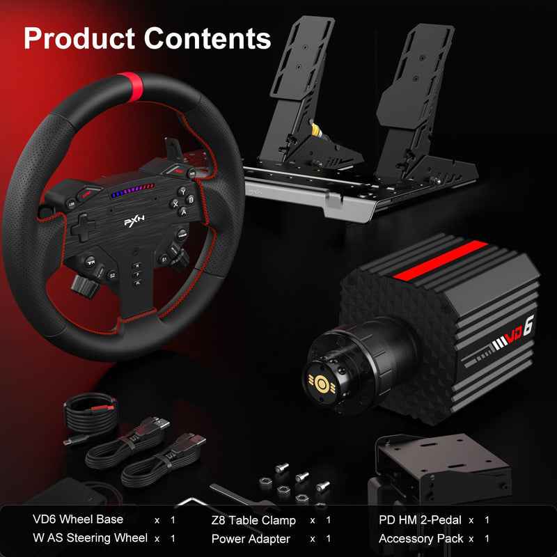 PXN VD6 Bundle: PC Steering Wheel and Pedals