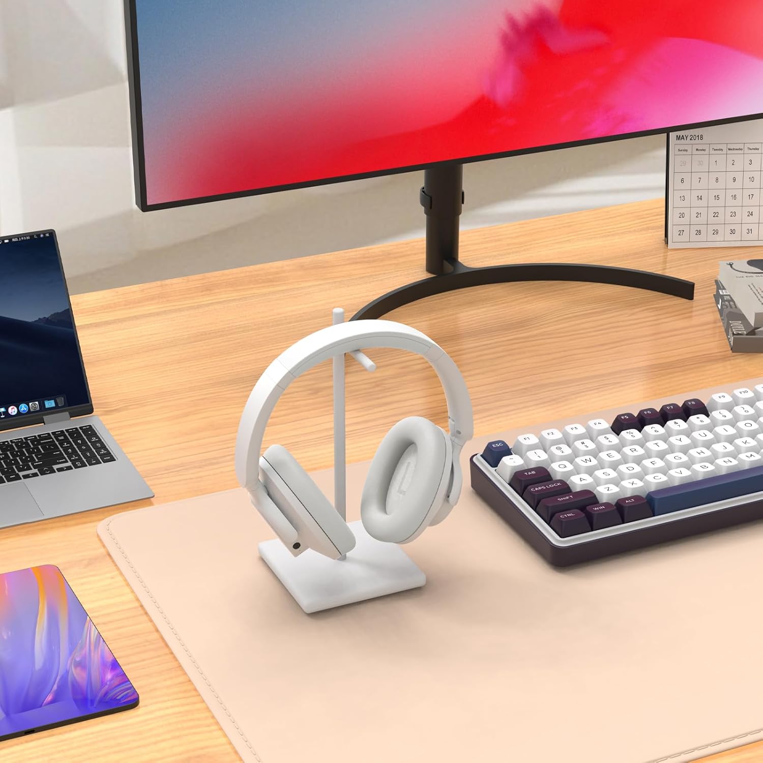 Redragon H610 Wireless Gaming Headset for PC, Mac, NS, Phone - BT 5.3 with Active Noise Cancellation, 40H Battery, Lightweight, Over-Ear Headphones with Built-in Mic, White