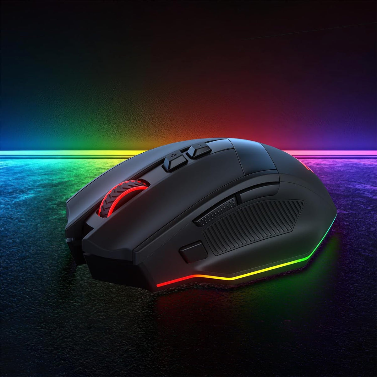 Redragon m923 pro wireless rgb gaming mouse 24k dpi remapping keys | cable-free delay smooth precise tracking custom