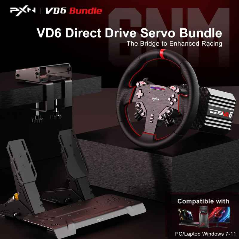 PXN VD6 Bundle: PC Steering Wheel and Pedals