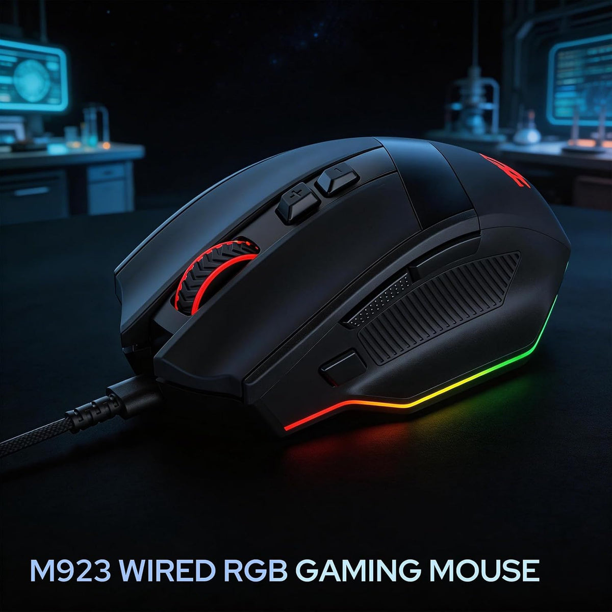 Redragon m923 wired rgb optical gaming mouse 24k dpi remapping keys | stable lag-free connection smooth precise
