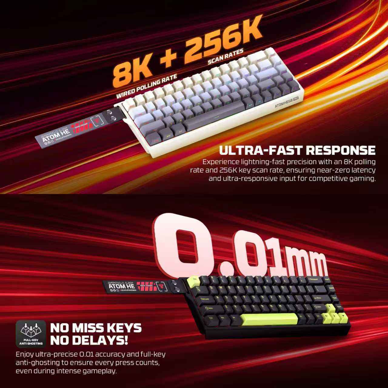 Fantech Keyboard ATOM HE68 MK922 MAGNETIC SWITCH – WHITE