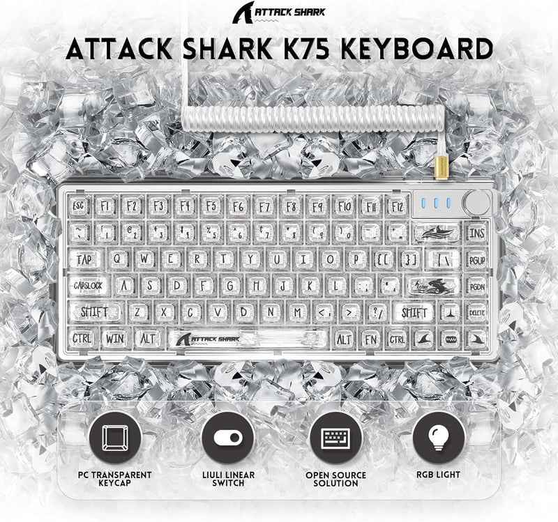 ATTACK SHARK K75 RGB Transparent Mechanical Keyboard