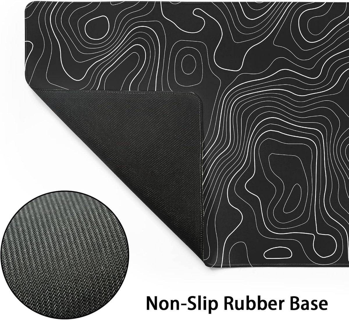 Topographic map large mouse pad xxl black lines contour geographic extended large desk mat big desk pad (90x40 cm)(4