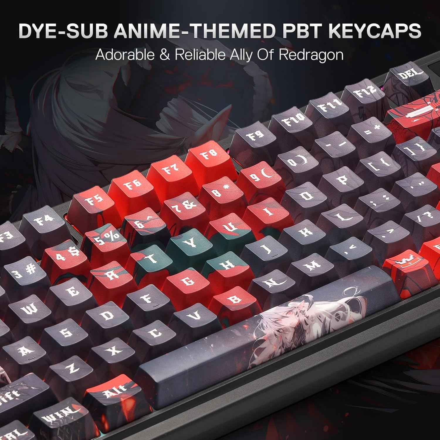 Redragon K719 PRO Wireless Gasket Gaming Keyboard w/Hype Screen & Knob, 95 Keys Mechanical Keyboard, Easy-Control 1.14’’ TFT Info Display, 5-Layer Noise Dampening, Custom Linear Switch, Anime Edition