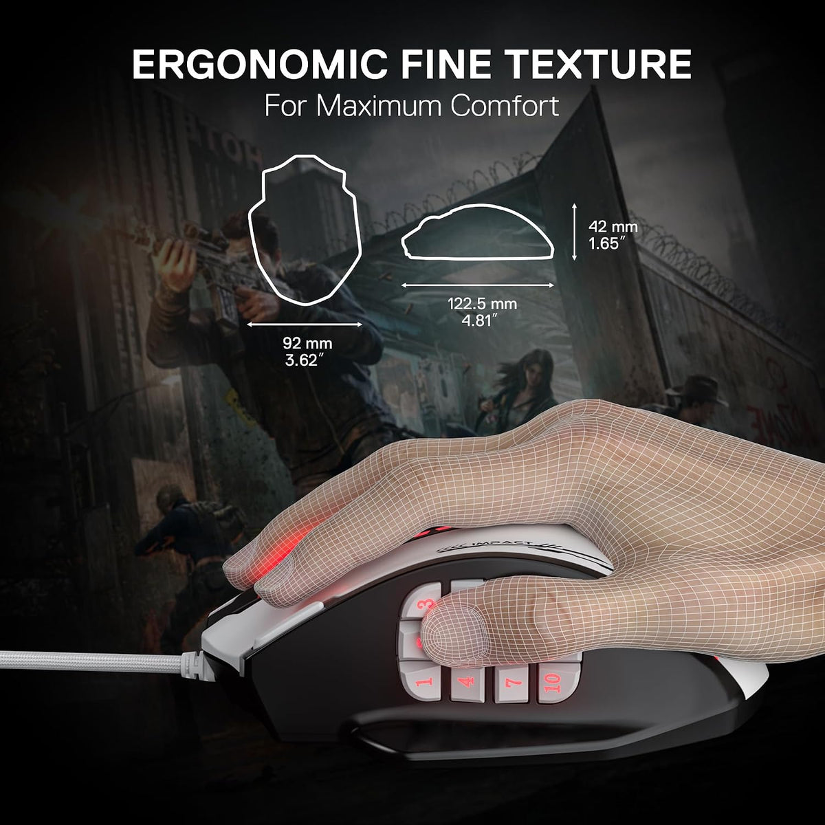 Redragon m908 wired rgb mmo gaming mouse 24000 dpi remapping keys | stable lag-free connection redefine keybinding