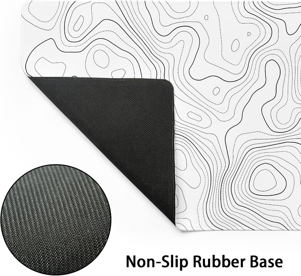 Topographic map large mouse pad xxl white lines contour geographic extended large desk mat big desk pad (90x40 cm)(4
